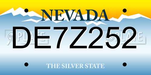 DE7Z252 Nevada License Plate