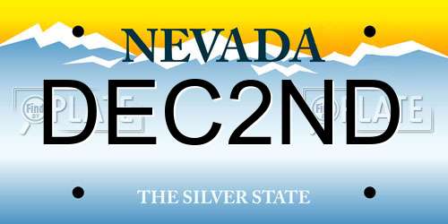 DEC2ND Nevada License Plate