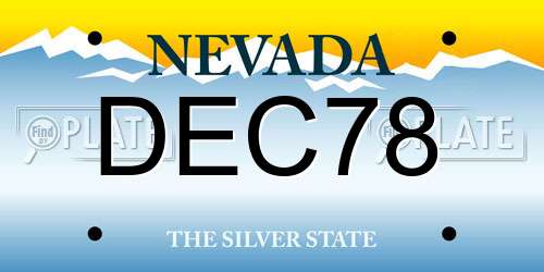 DEC78 Nevada License Plate