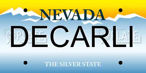 DECARLI Nevada License Plate