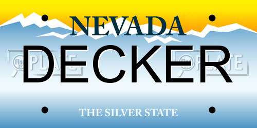 DECKER Nevada License Plate