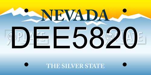 DEE5820 Nevada License Plate
