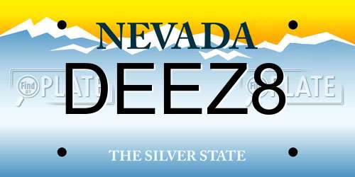 DEEZ8 Nevada License Plate