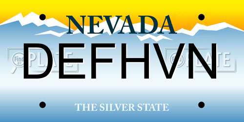 DEFHVN Nevada License Plate