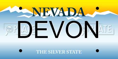 DEVON Nevada License Plate