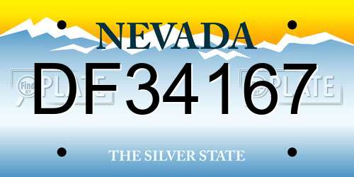 DF34167 Nevada License Plate