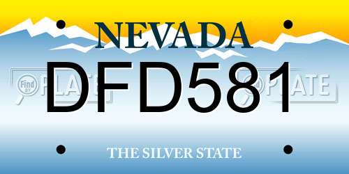 DFD581 Nevada License Plate