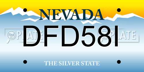 DFD58I Nevada License Plate