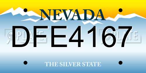 DFE4167 Nevada License Plate