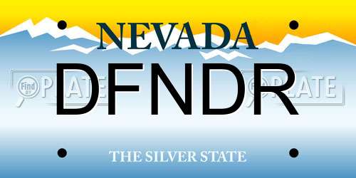 DFNDR Nevada License Plate