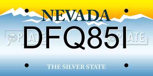 DFQ85I Nevada License Plate
