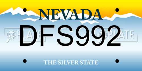 DFS992 Nevada License Plate