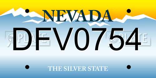 DFV0754 Nevada License Plate