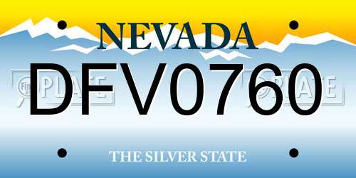 DFV0760 Nevada License Plate