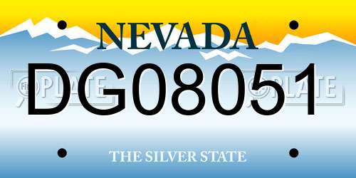 DG08051 Nevada License Plate