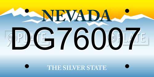 DG76007 Nevada License Plate