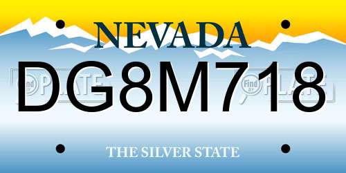 DG8M718 Nevada License Plate