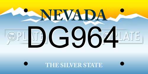 DG964 Nevada License Plate