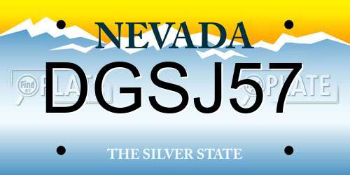 DGSJ57 Nevada License Plate