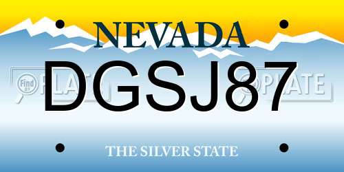 DGSJ87 Nevada License Plate