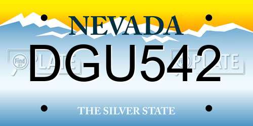 DGU542 Nevada License Plate