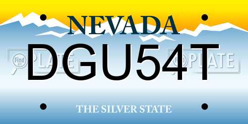 DGU54T Nevada License Plate