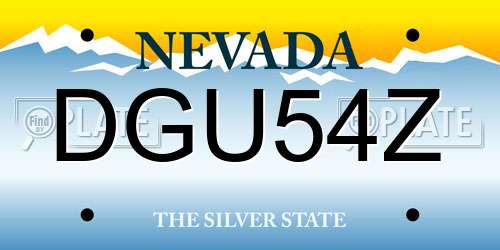 DGU54Z Nevada License Plate