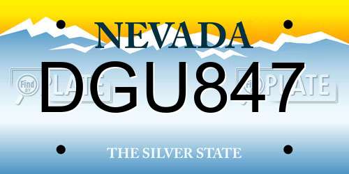 DGU847 Nevada License Plate