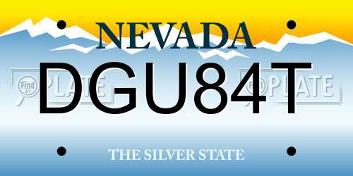 DGU84T Nevada License Plate