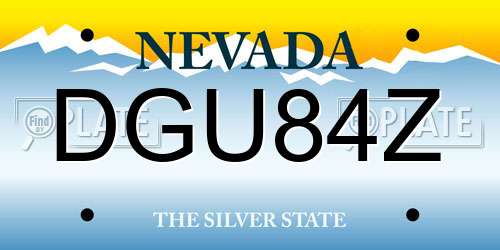 DGU84Z Nevada License Plate