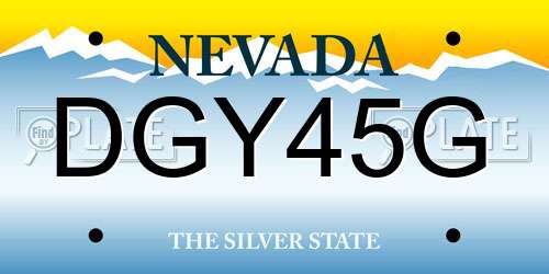 DGY45G Nevada License Plate