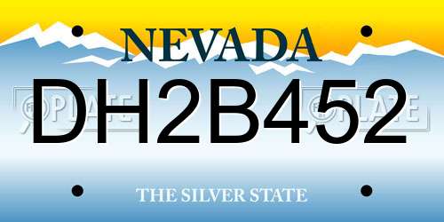 DH2B452 Nevada License Plate