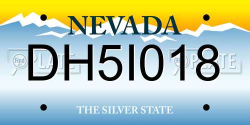 DH5I018 Nevada License Plate