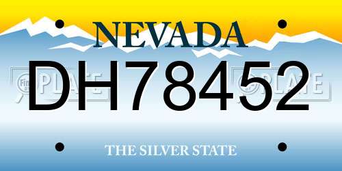 DH78452 Nevada License Plate