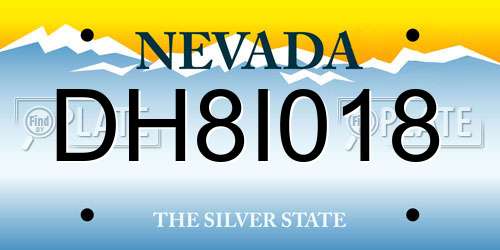 DH8I018 Nevada License Plate