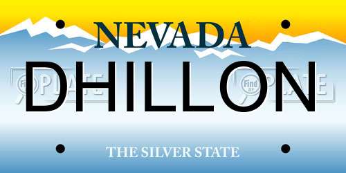 DHILLON Nevada License Plate