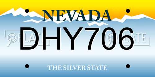 DHY706 Nevada License Plate