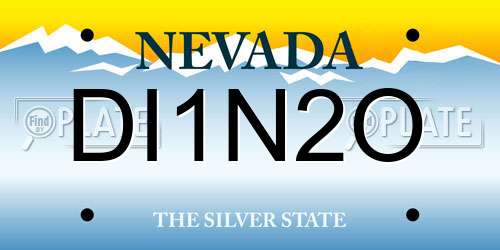 DI1N2O Nevada License Plate