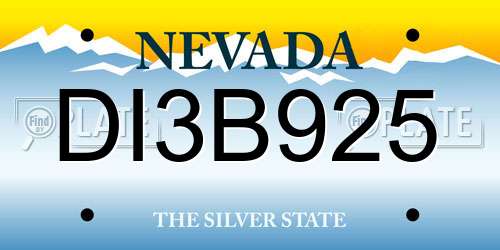DI3B925 Nevada License Plate