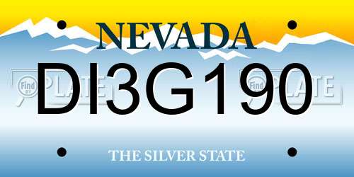 DI3G190 Nevada License Plate