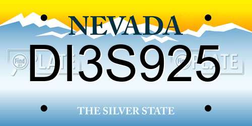 DI3S925 Nevada License Plate