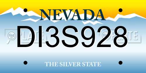 DI3S928 Nevada License Plate