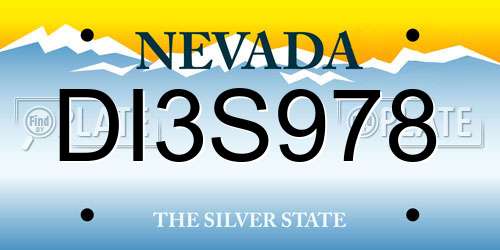 DI3S978 Nevada License Plate