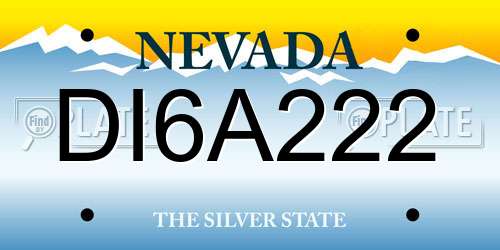 DI6A222 Nevada License Plate