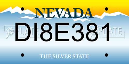 DI8E381 Nevada License Plate