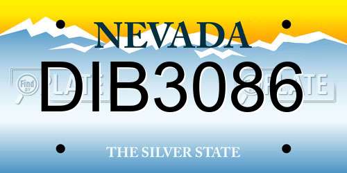 DIB3086 Nevada License Plate