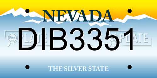 DIB3351 Nevada License Plate