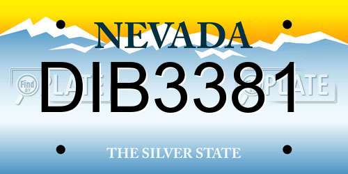 DIB3381 Nevada License Plate