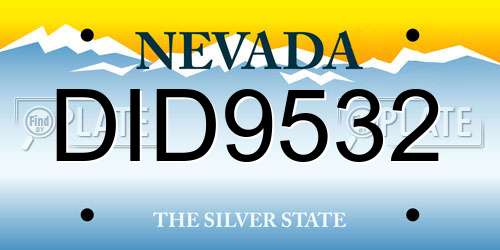 DID9532 Nevada License Plate