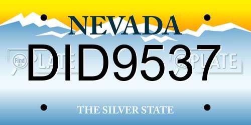 DID9537 Nevada License Plate